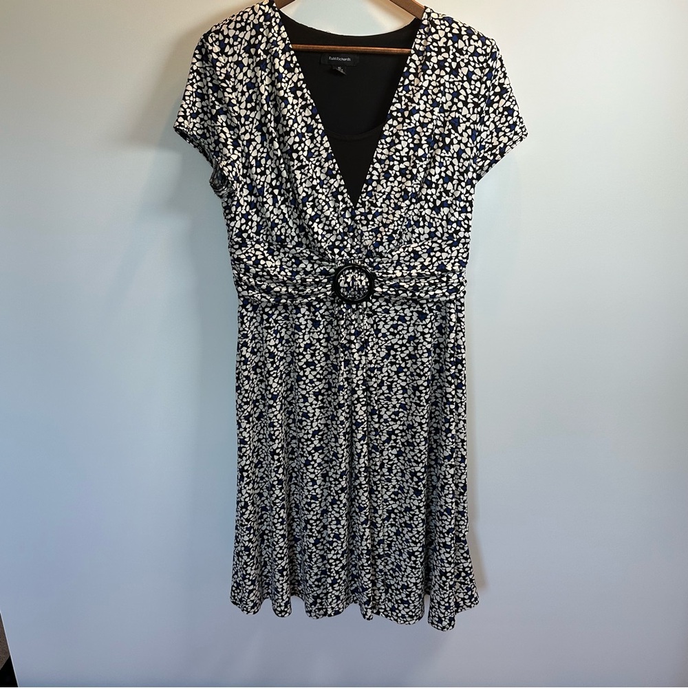 R & M Richard's Navy And White Floral‎ Dress